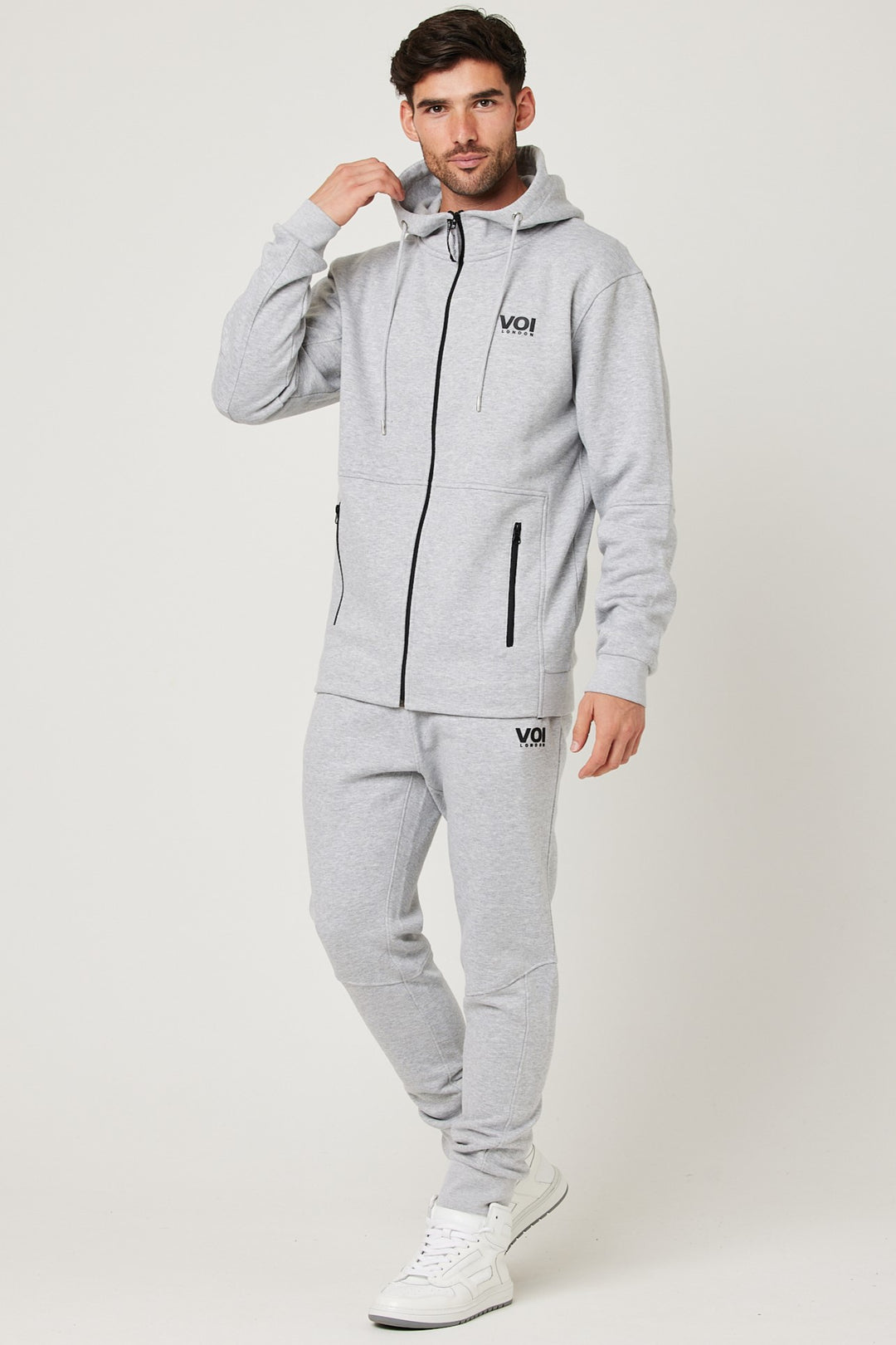 Harley Street Fleece Tracksuit - Grey Marl