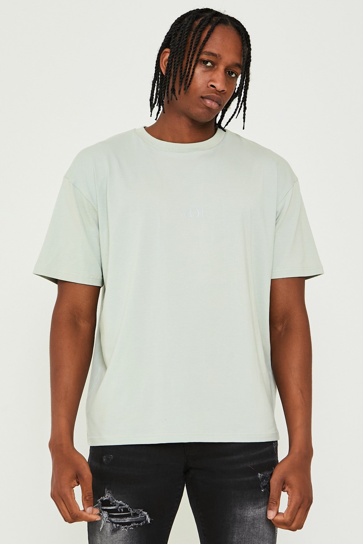 Mens Oversized TShirt 100 Cotton Pale Green Voi London