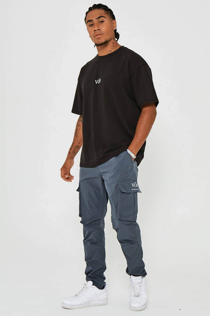 Park Place Tapered Cargo Woven Pants - Grey