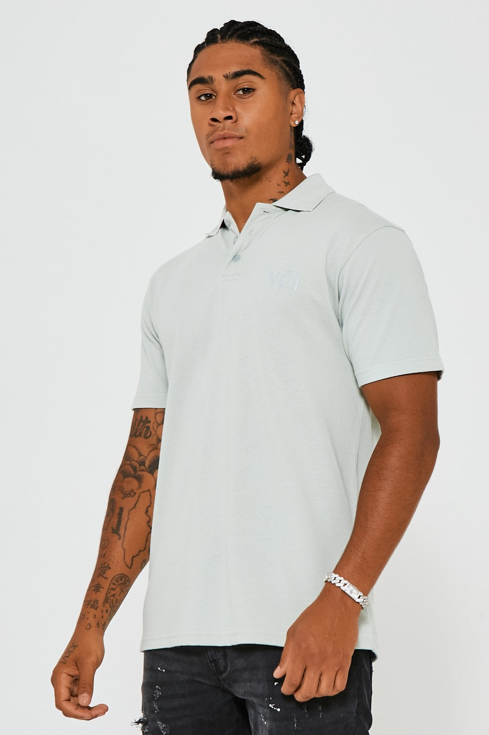 Mens Polo Shirt Regular Fit Pale Green Voi London
