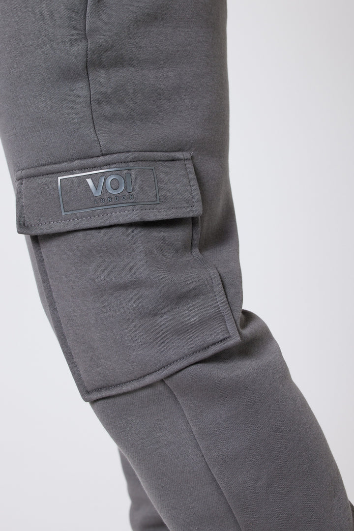 Rodney 1/4 Zip Fleece Cargo Tracksuit - Dark Grey