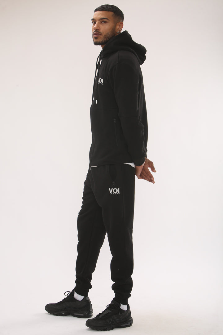Arlo Zip Through Fleece Tracksuit - Black