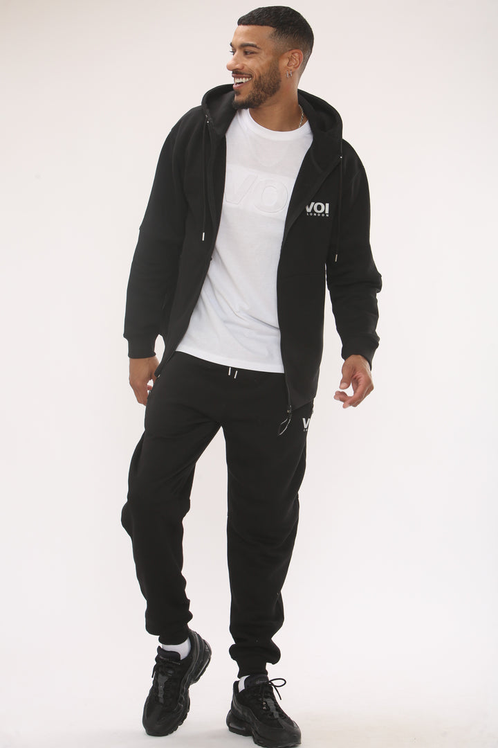 Arlo Zip Through Fleece Tracksuit - Black