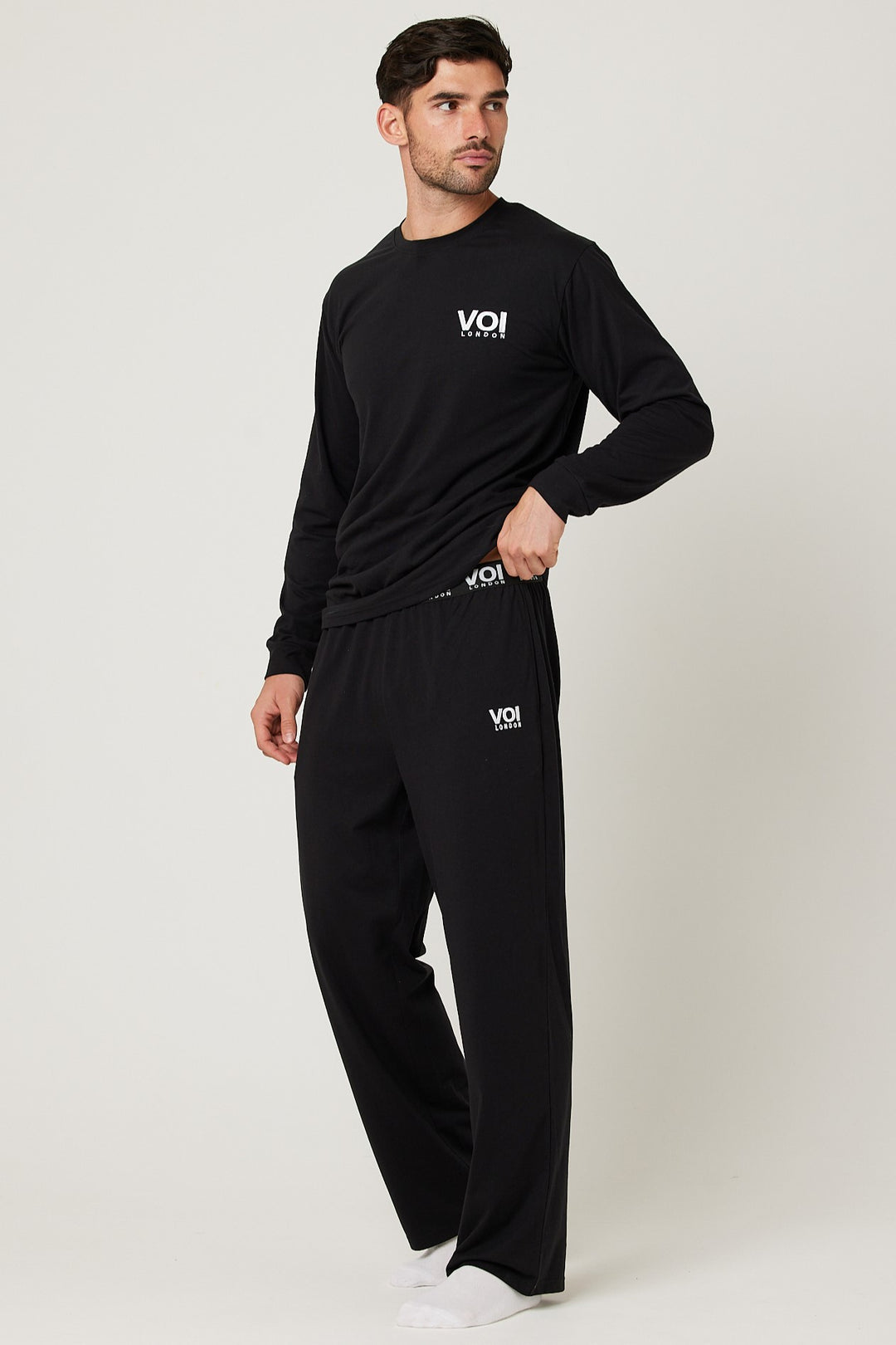 Whitefield Cotton Pyjama Set - Black
