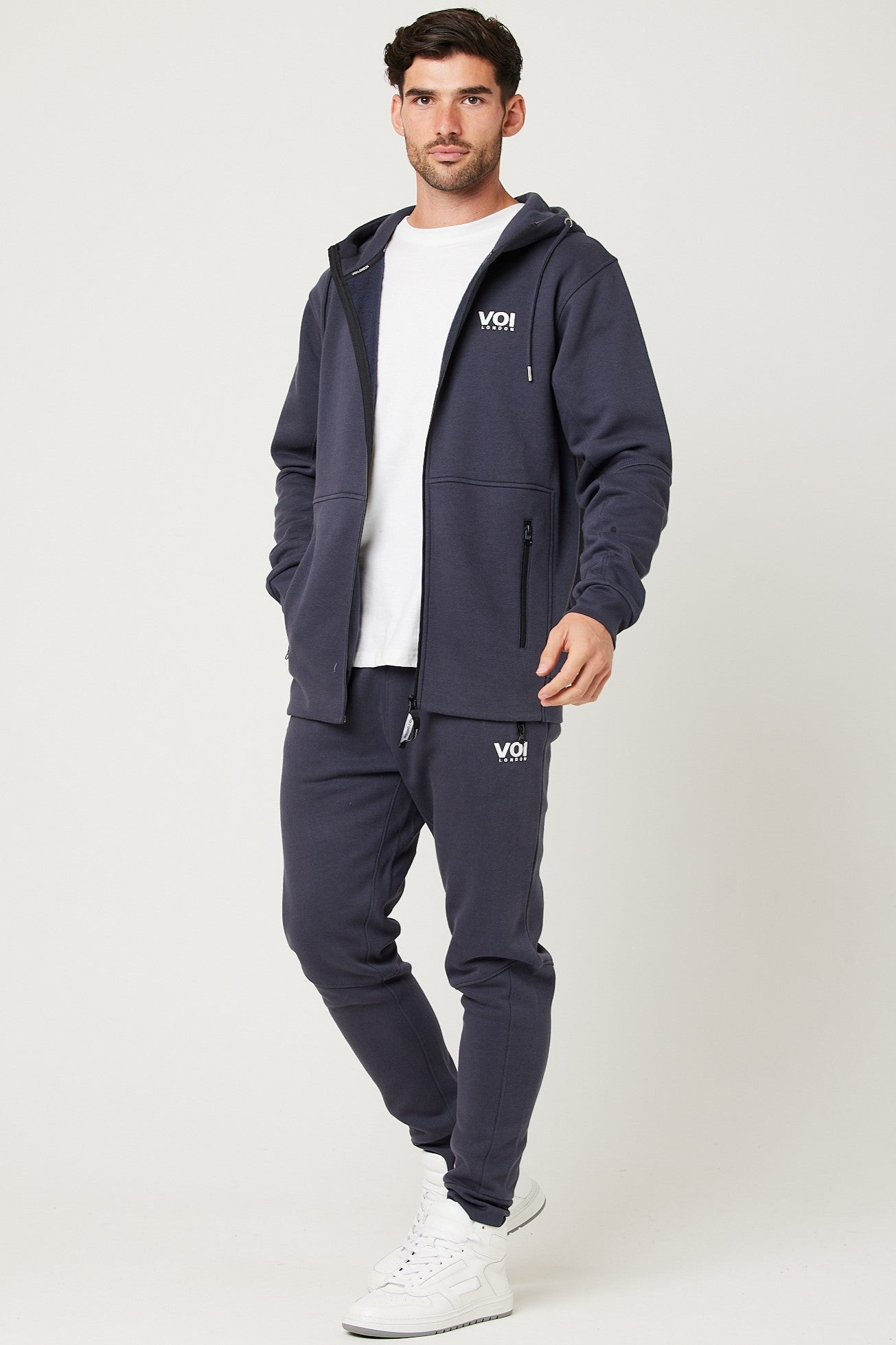 Mens Full Zip Fleece Tracksuit Set, With Zipped Pockets, Hoodie ...