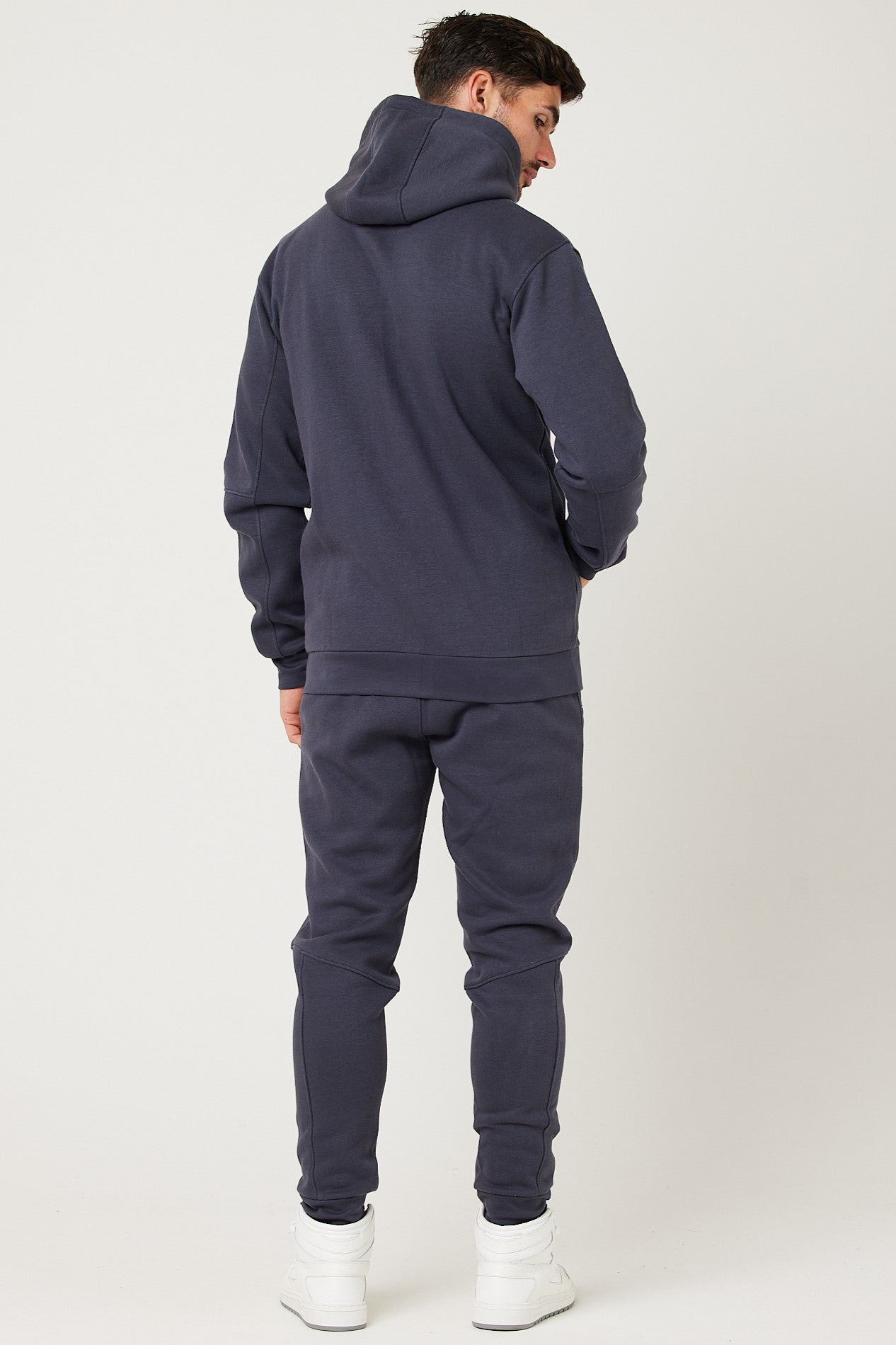 Grey Melange Hidden Zipper Comfort Fit Elastic Cuffed Fleece Men's Tracksuit Bottom - 84866 main image 0