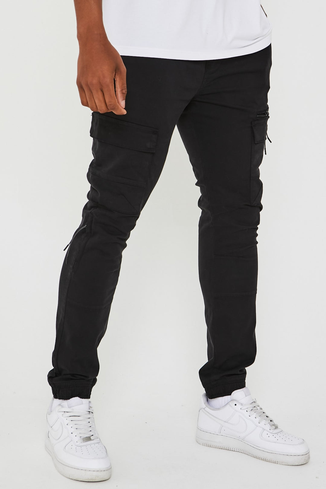 Becklow Tapered Cargo Cotton Joggers - Black