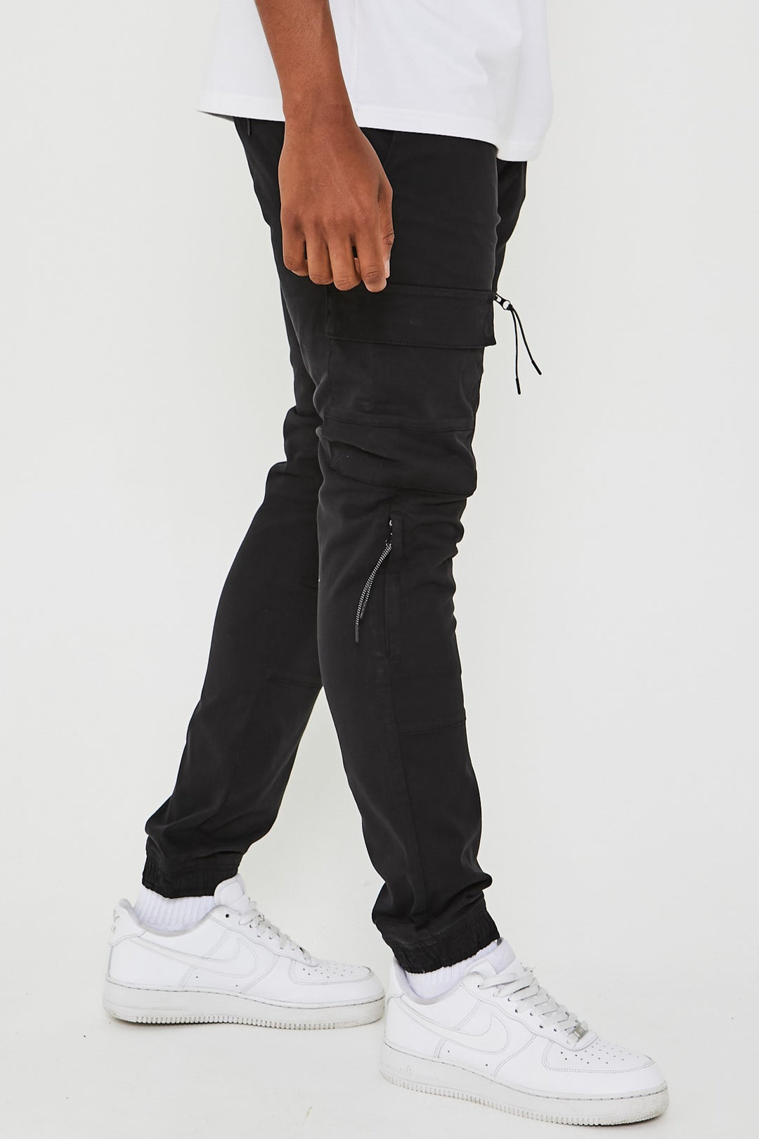 Becklow Tapered Cargo Cotton Joggers - Black