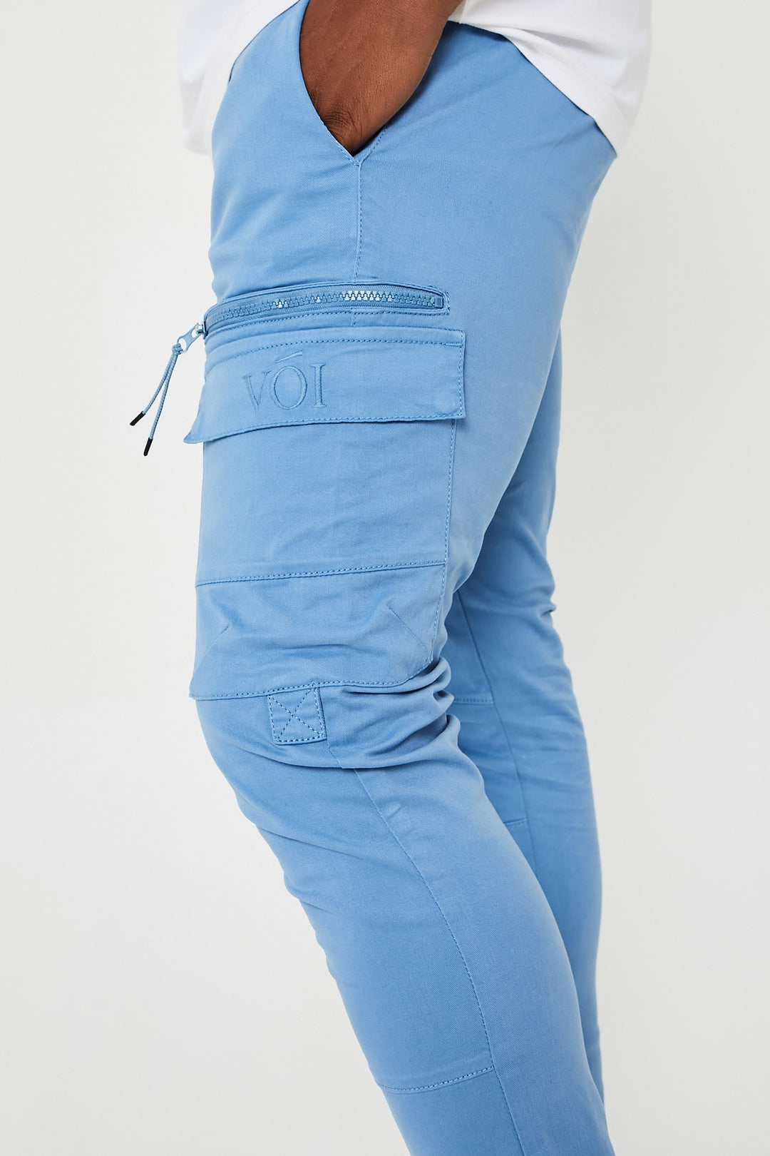 Becklow Tapered Cargo Cotton Joggers - Light Blue