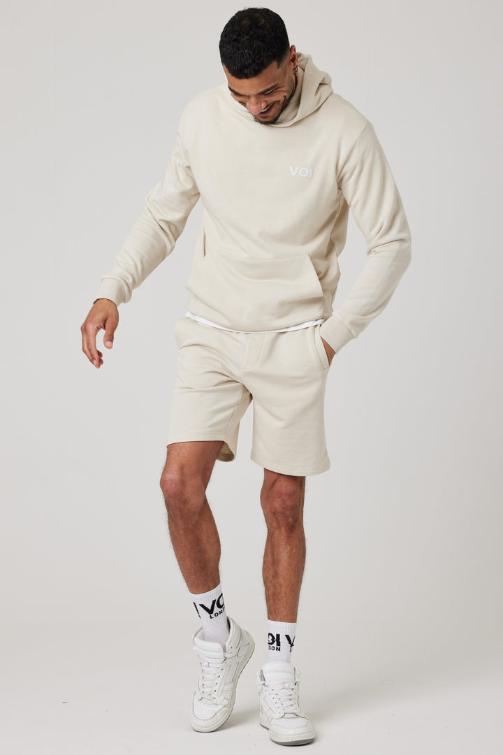Cottenham Hoodie, T-Shirt & Shorts Set - White/Beige