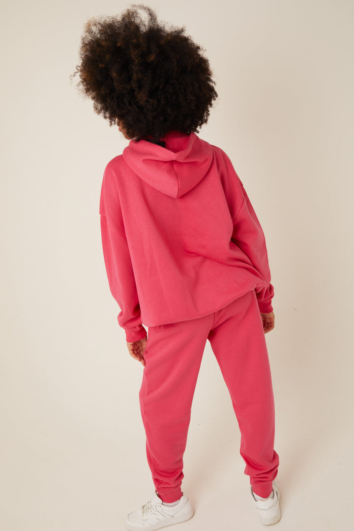 Chelsea Oversized Fleece Tracksuit - Bright Pink