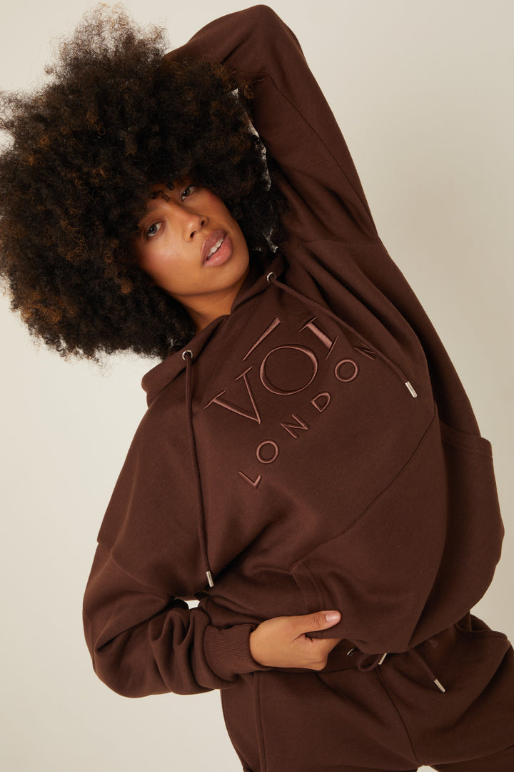 Chelsea Oversized Fleece Tracksuit - Brown