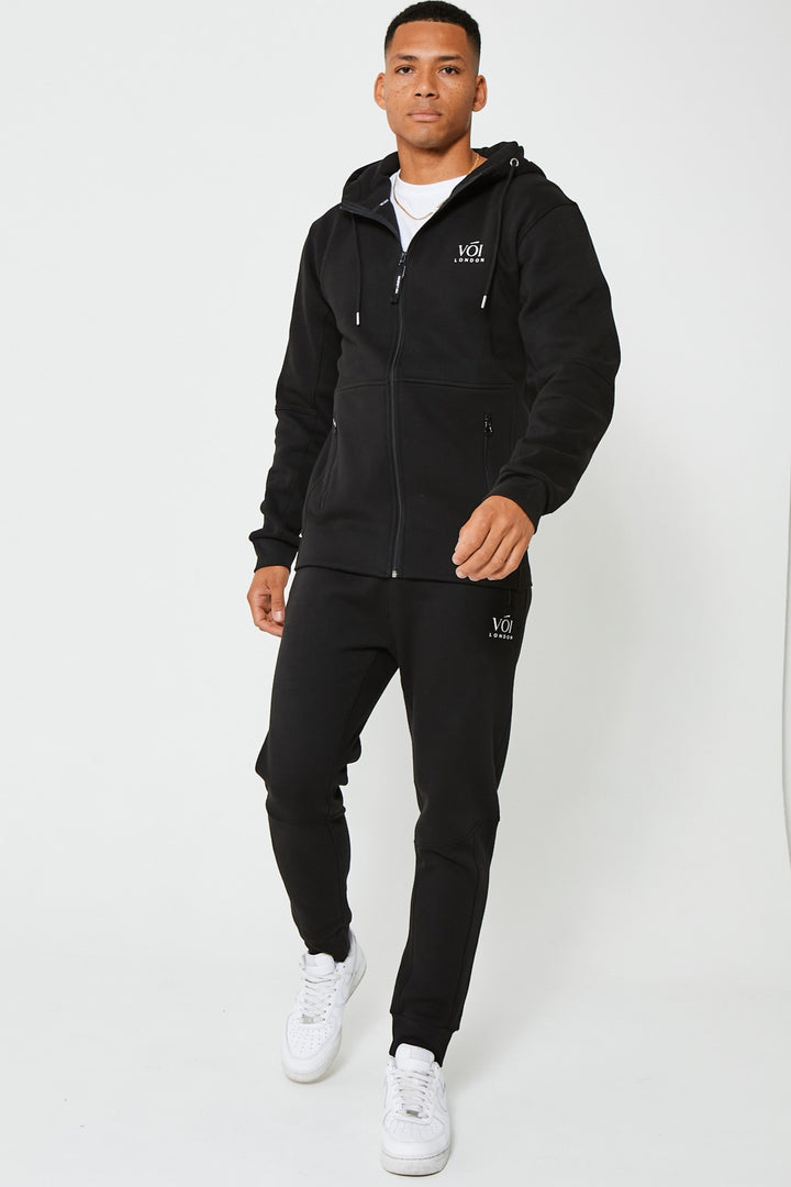 Mens Full Zip Fleece Tracksuit Set, Slim Fit With Zipped Pockets ...