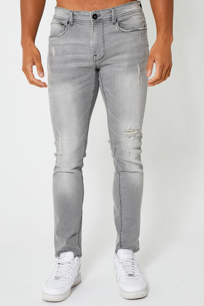 Light Grey Mens Grey Ripped Jeans Slim Fit Mens Jeans Light Grey