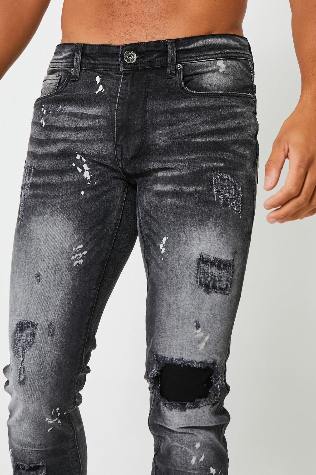 Mens black jeans hotsell with paint splatter