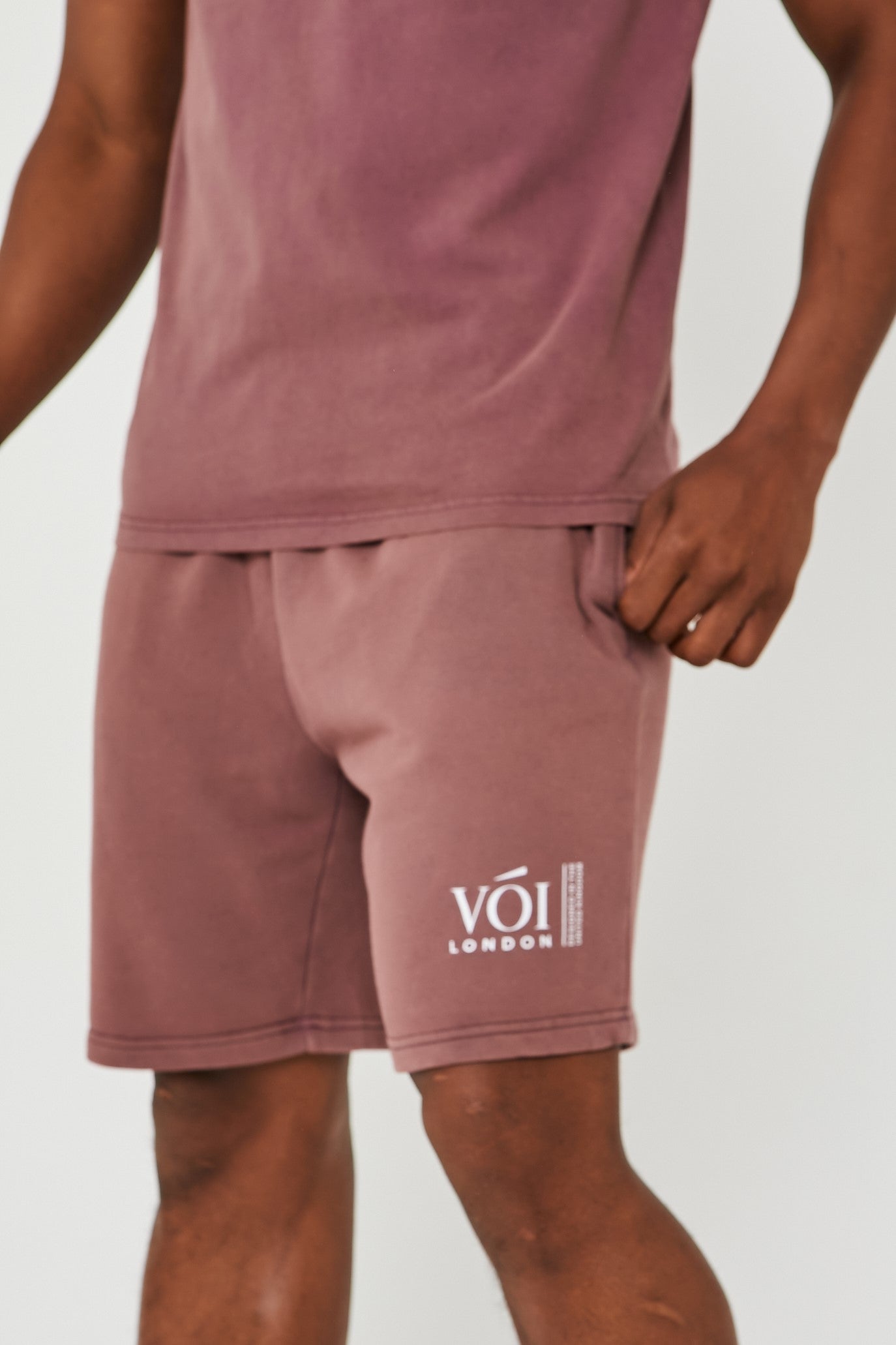 Holton Acid Wash Triple Set Short Tracksuit - Burgundy