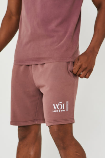 Holton Acid Wash Triple Set Short Tracksuit - Burgundy