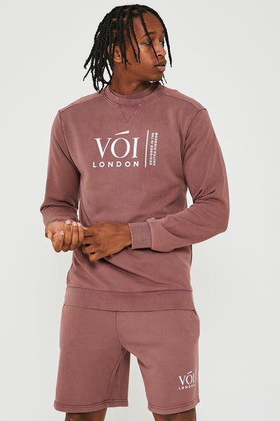 Holton Acid Wash Triple Set Short Tracksuit - Burgundy