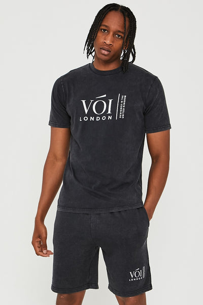 Holton Acid Wash Triple Set Short Tracksuit - Charcoal