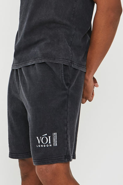 Holton Acid Wash Triple Set Short Tracksuit - Charcoal