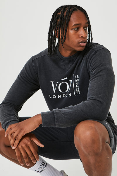 Holton Acid Wash Triple Set Short Tracksuit - Charcoal