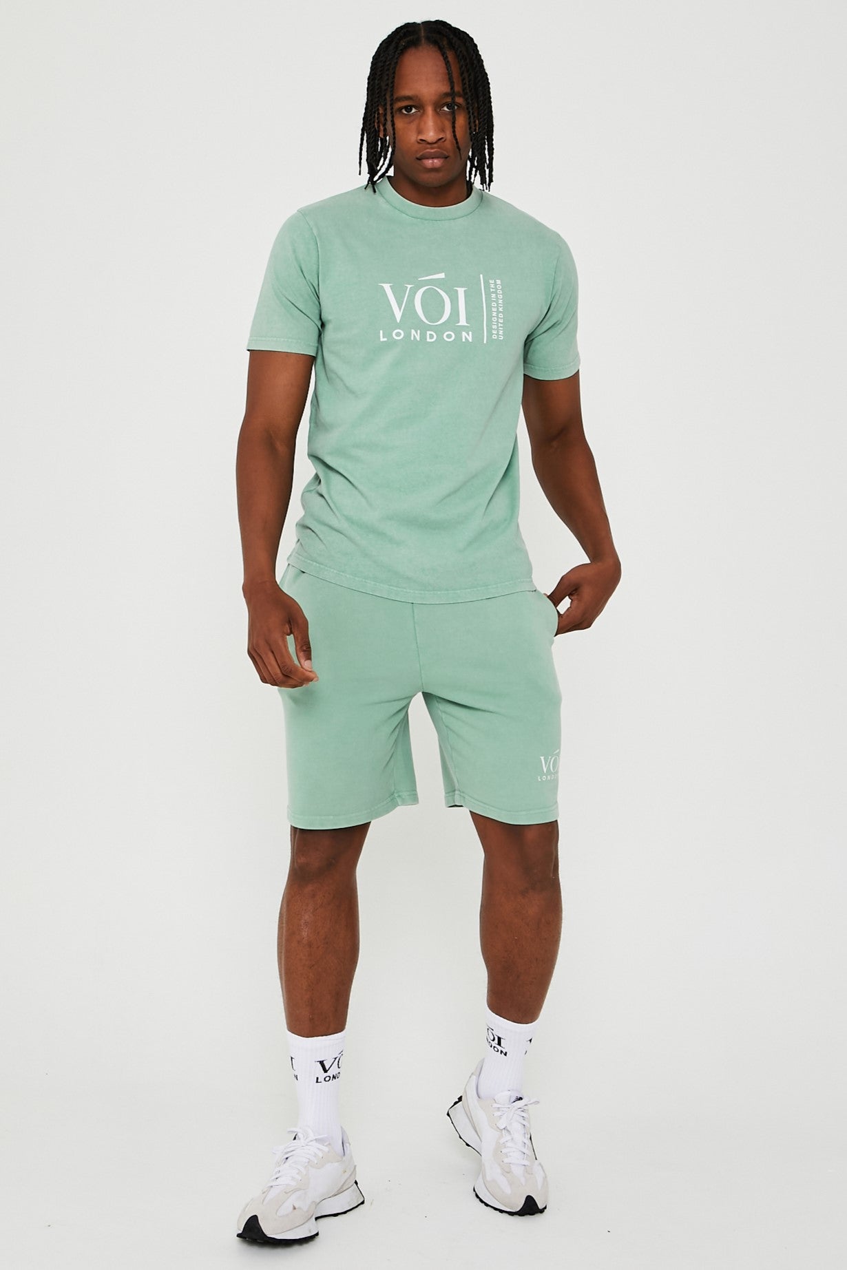 Holton Acid Wash Triple Set Short Tracksuit - Green