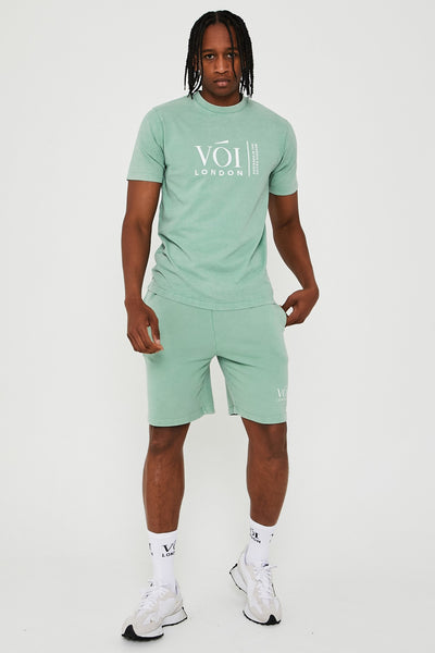 Holton Acid Wash Triple Set Short Tracksuit - Green