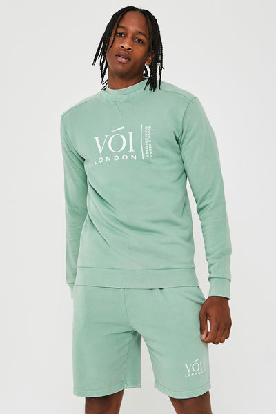 Holton Acid Wash Triple Set Short Tracksuit - Green