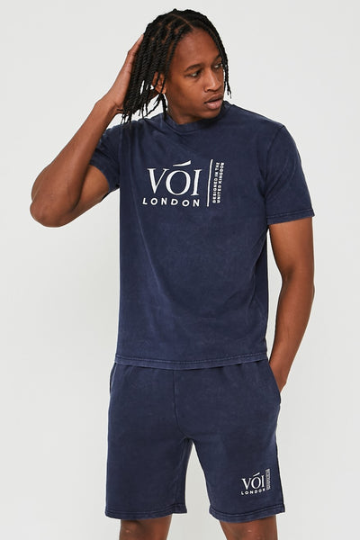 Holton Acid Wash Triple Set Short Tracksuit - Navy