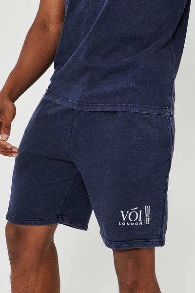 Holton Acid Wash Triple Set Short Tracksuit - Navy
