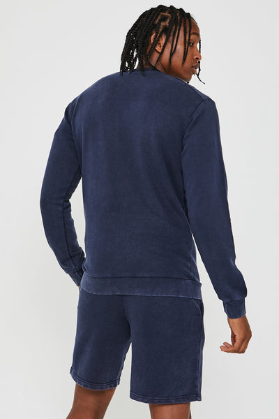 Holton Acid Wash Triple Set Short Tracksuit - Navy