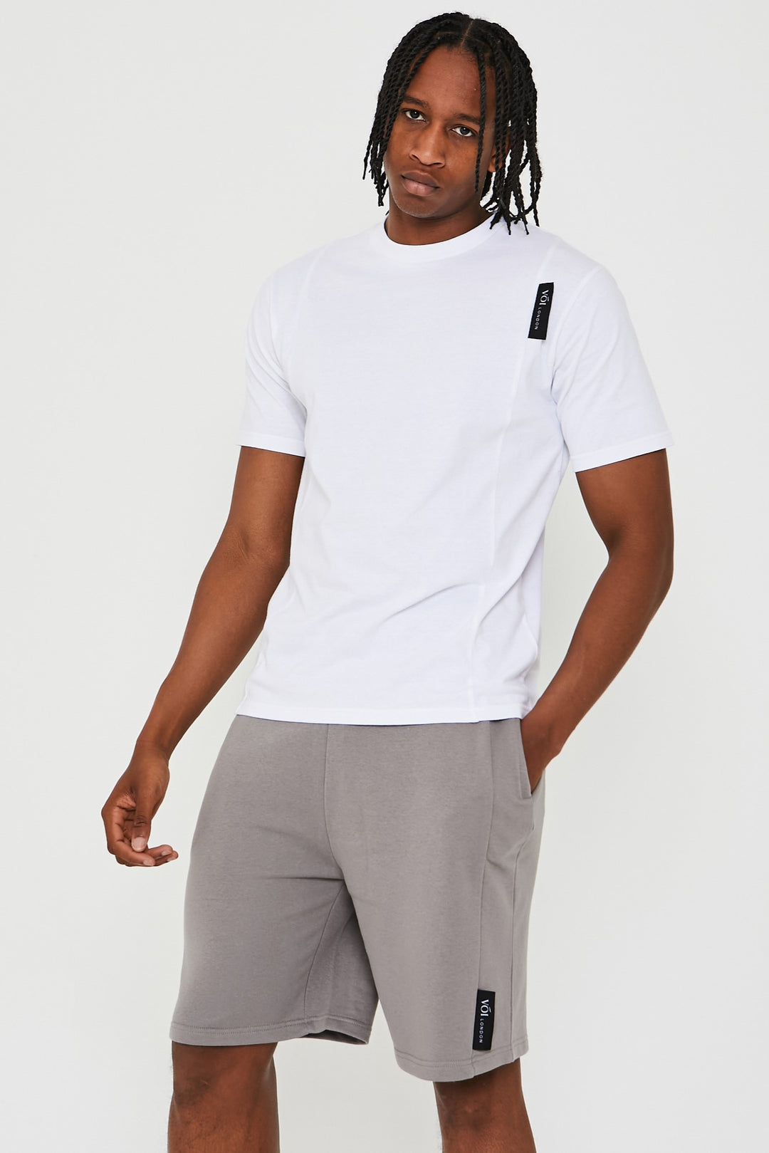 Ivy Road T-Shirt & Short Set - White / Grey