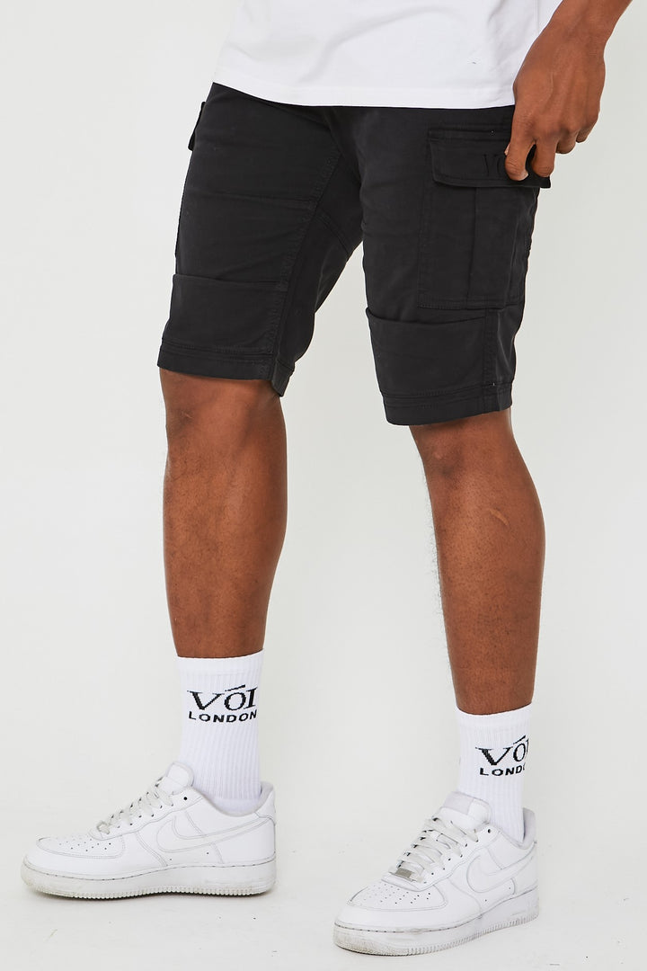 Langford Cargo Cotton Shorts - Black