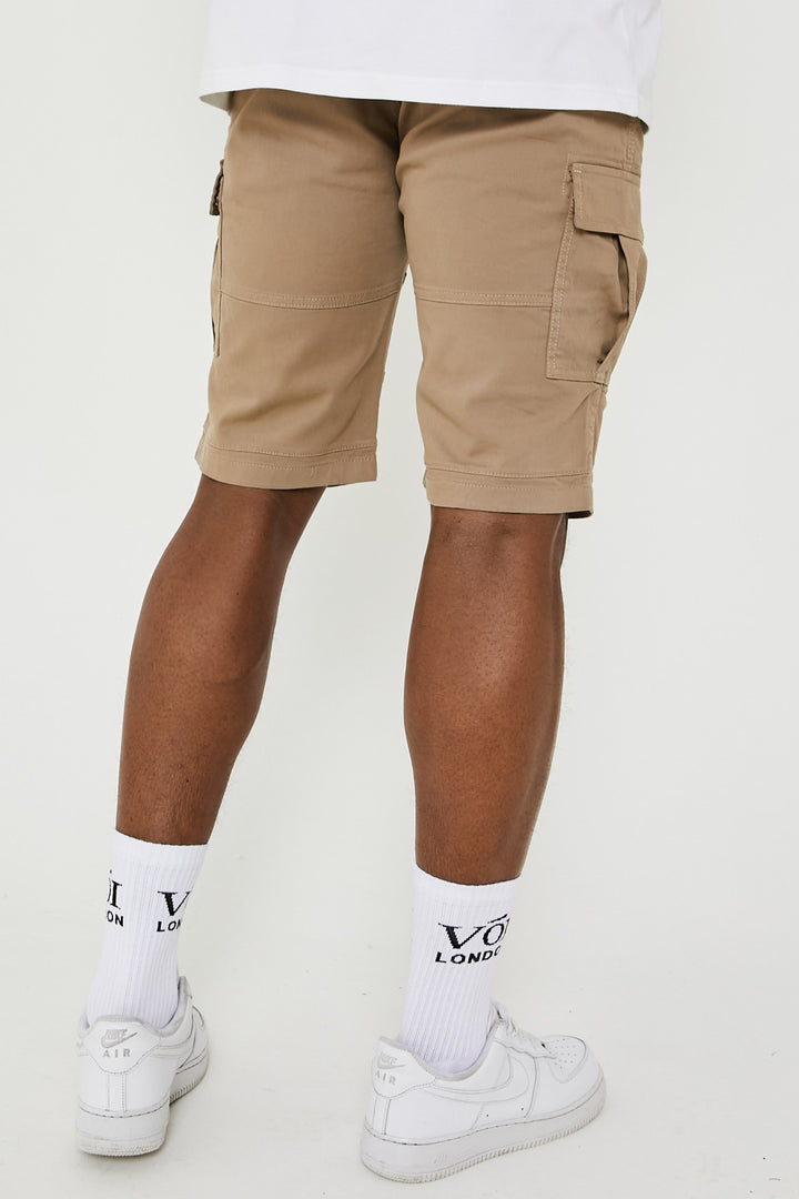 Langford Cargo Cotton Shorts - Beige