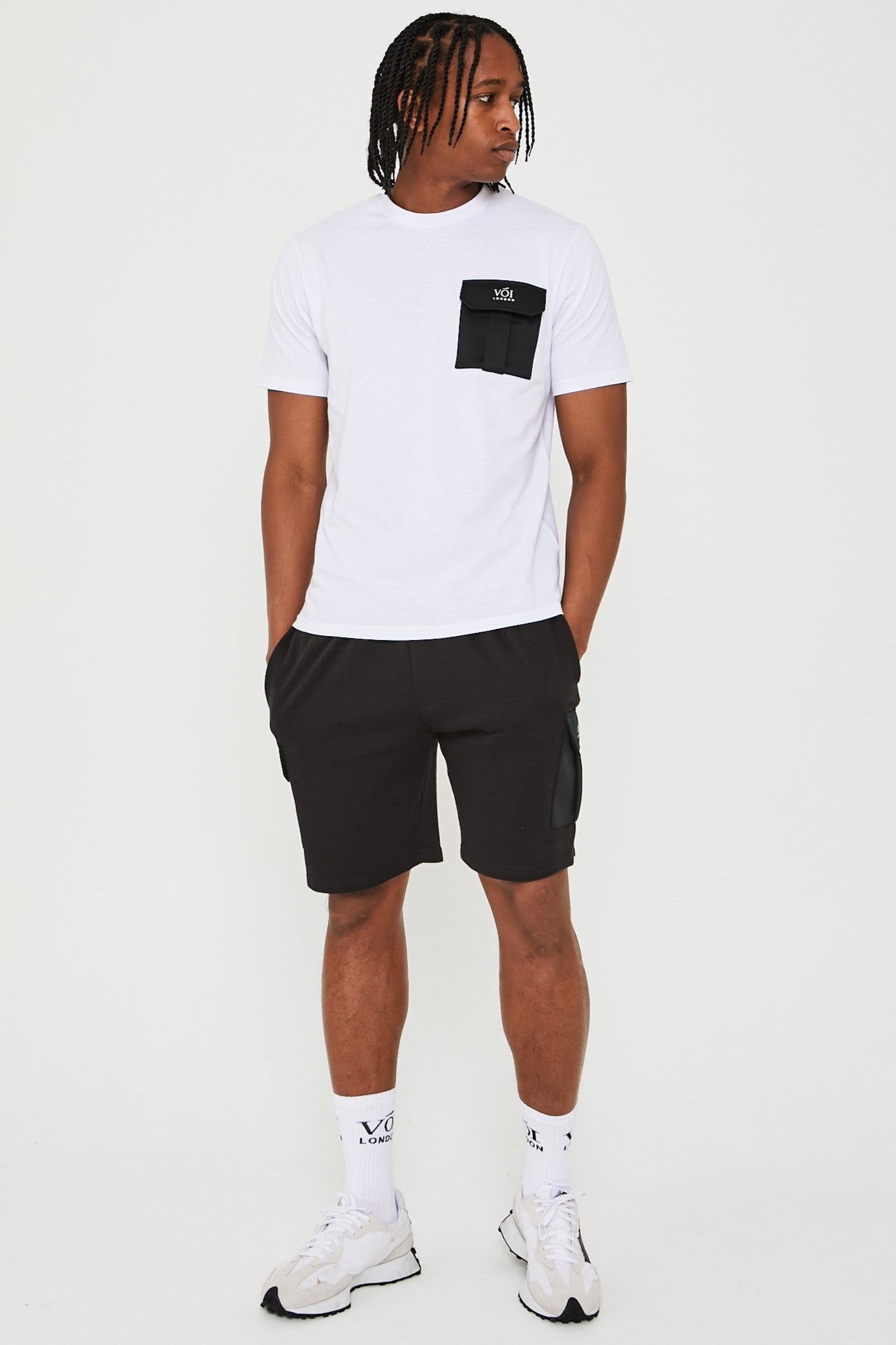 Mell Street T-Shirt & Short Set - White / Black