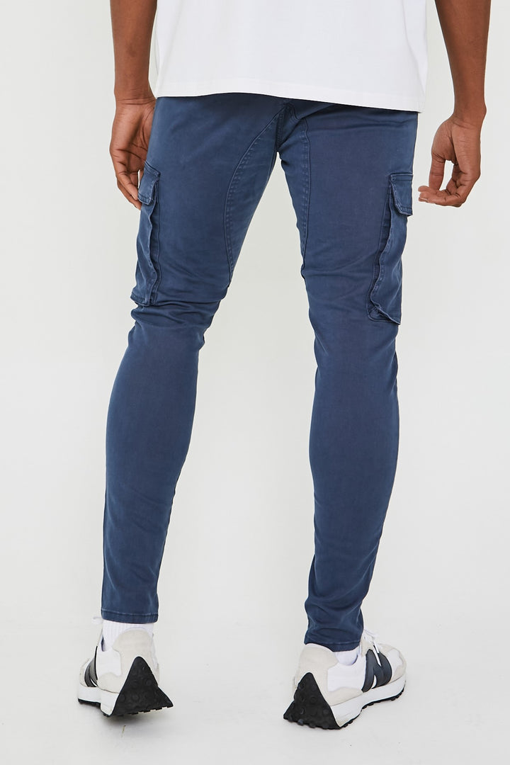 Milton Tapered Cargo Cotton Pants - Blue