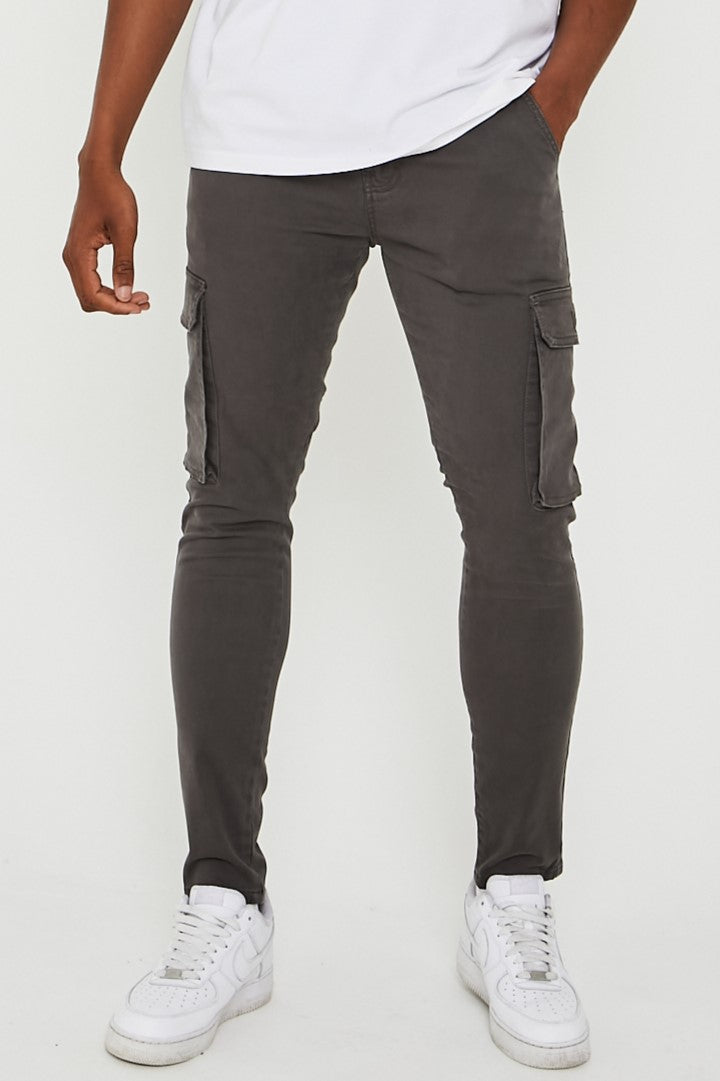 Milton taps toelopende cargo katoenen broek - grijs