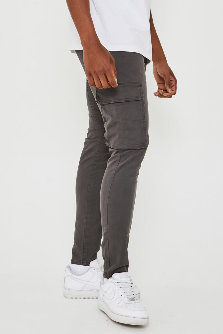 Milton taps toelopende cargo katoenen broek - grijs