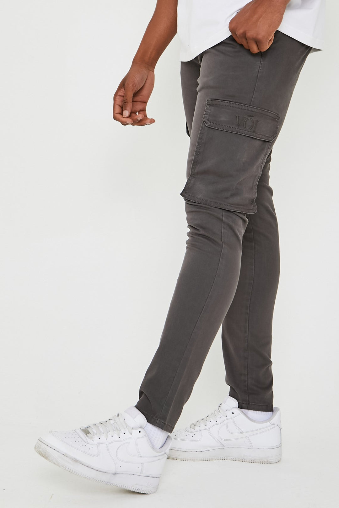 Milton taps toelopende cargo katoenen broek - grijs