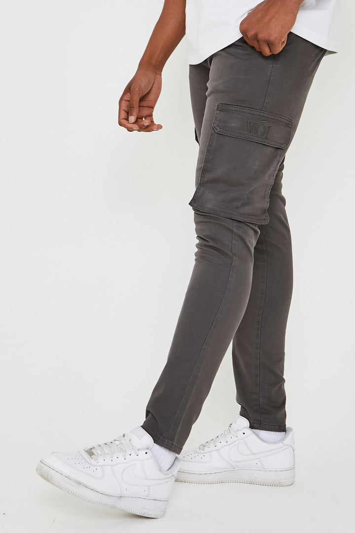 Milton taps toelopende cargo katoenen broek - grijs