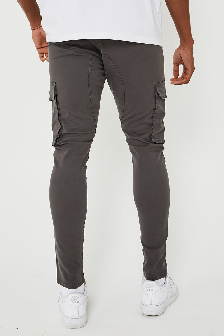 Milton taps toelopende cargo katoenen broek - grijs