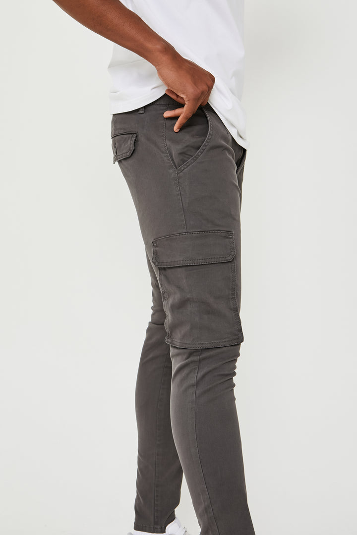 Milton taps toelopende cargo katoenen broek - grijs
