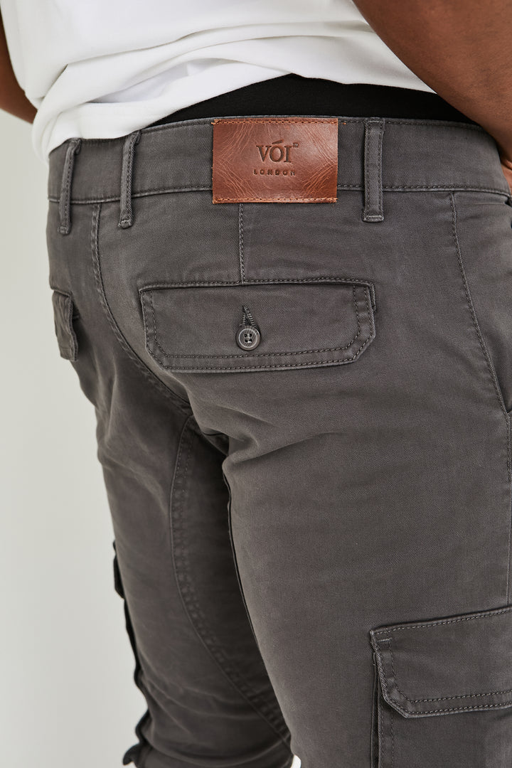 Milton taps toelopende cargo katoenen broek - grijs