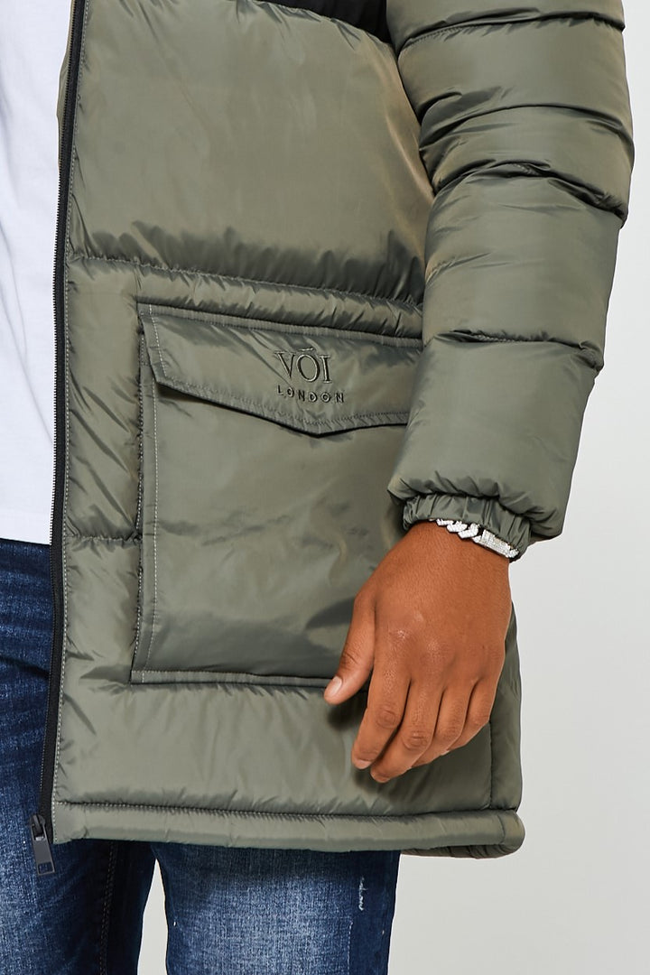 Newcastle Puffer Coat - Khaki/Black