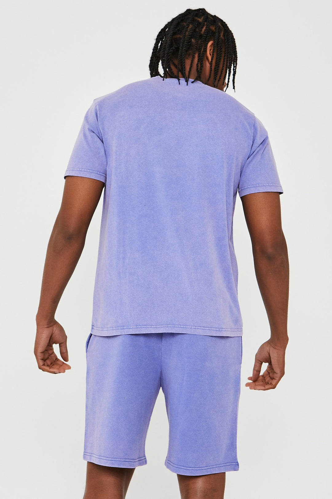Orton Street Acid Wash Hoodie, T-Shirt & Shorts Set - Blue