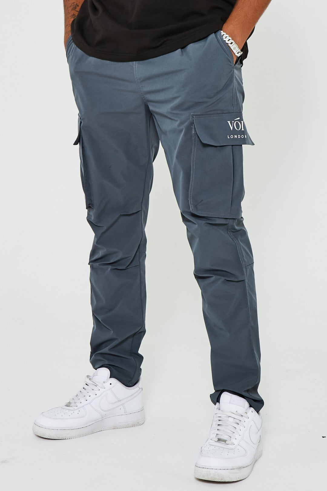 Park Place Tapered Cargo Woven Pants - Grey