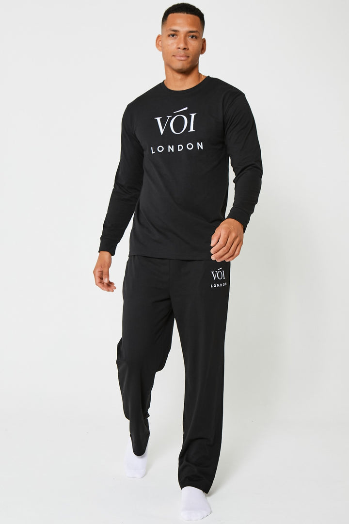 Fleece Dressing Gown & Cotton PJ Set Bundle - Grey/Black