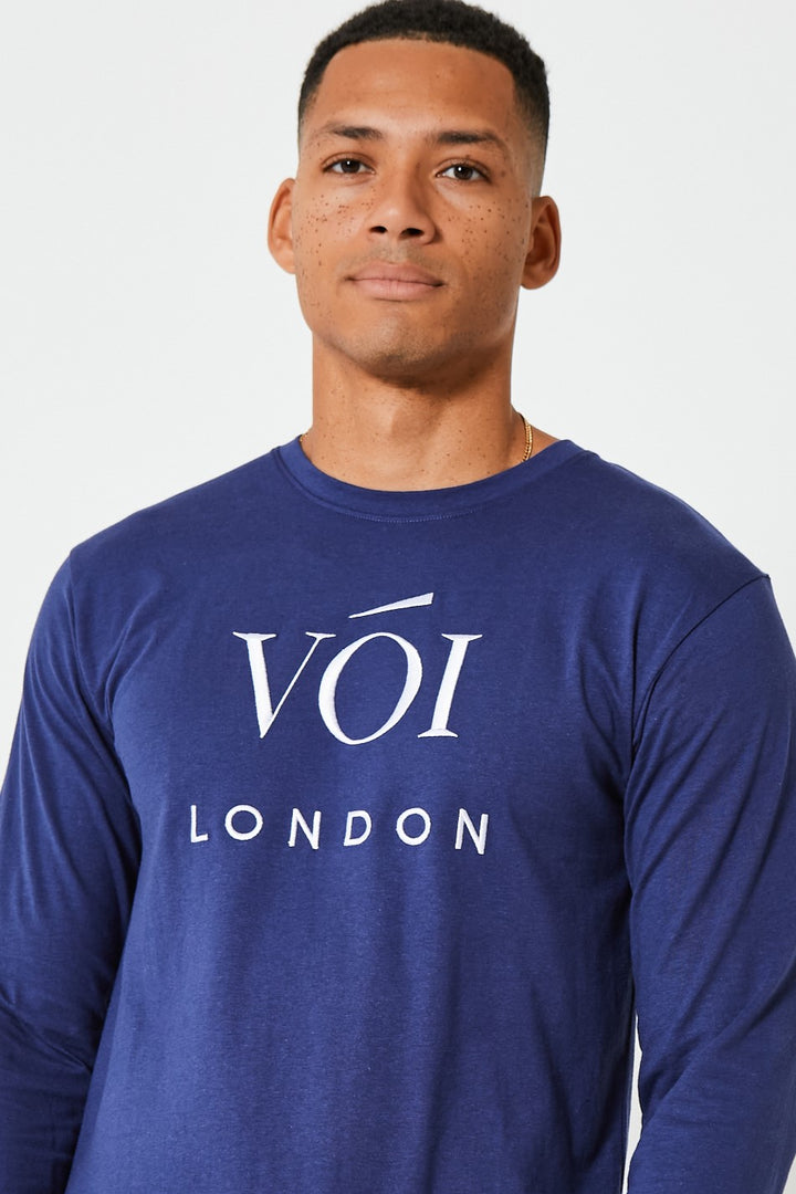 Green Street katoenen pyjamaset - marineblauw