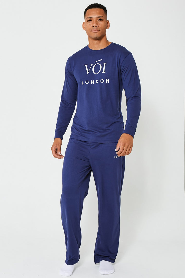 Green Street katoenen pyjamaset - marineblauw