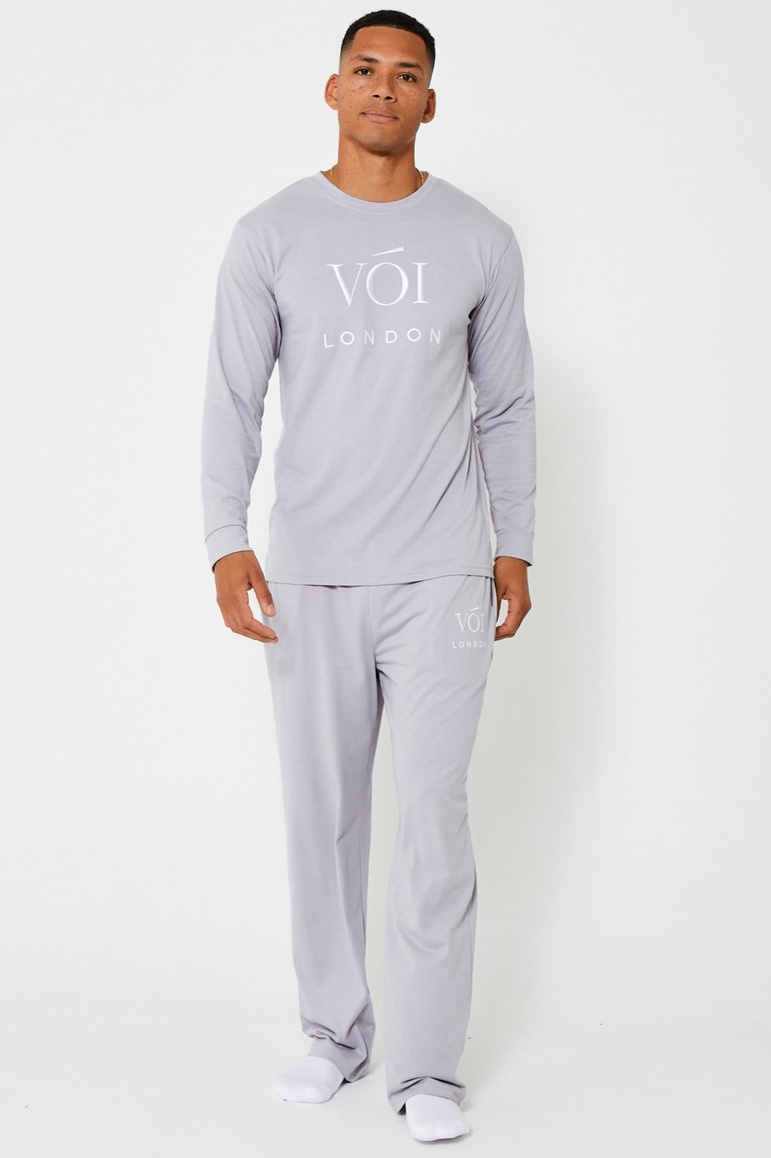 Fleece Dressing Gown & Cotton PJ Set Bundle - Grey/Grey